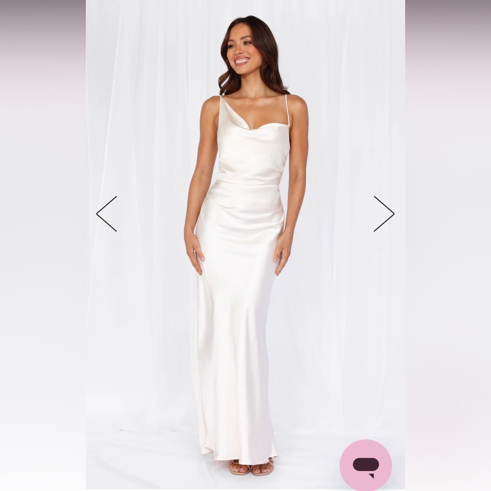 HELLO MOLLY THE MADELINE COWL SATIN MAXI DRESS PEARL